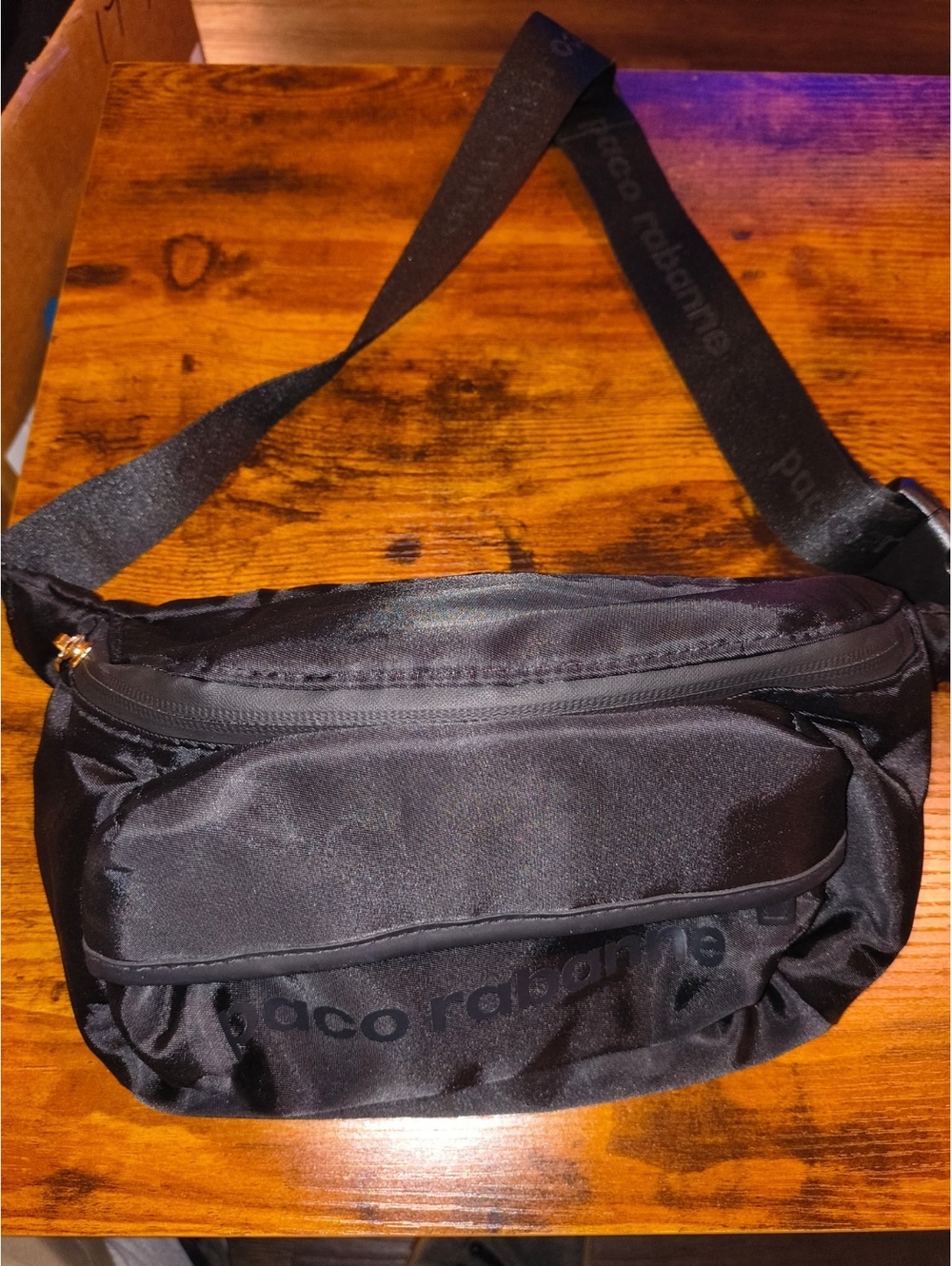 Paco Rabanne Black Nylon Crossbody Bag with Adjustable Strap